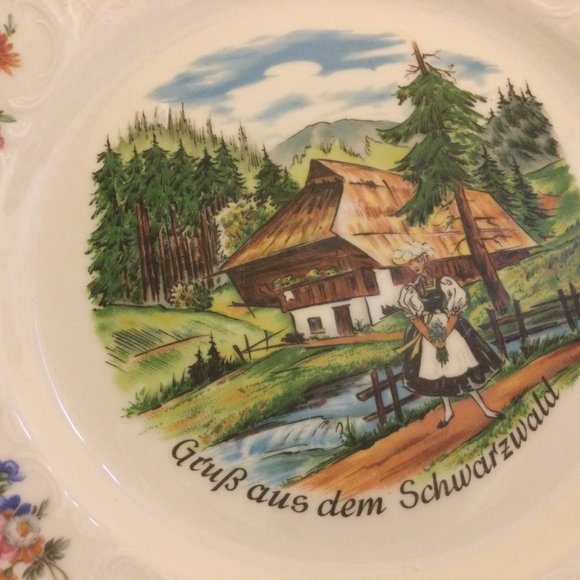 Bauscher Weiden Bavaria Germany Hugo Schmidt Koblenz plate landscape Roses vtg - Picture 3 of 7